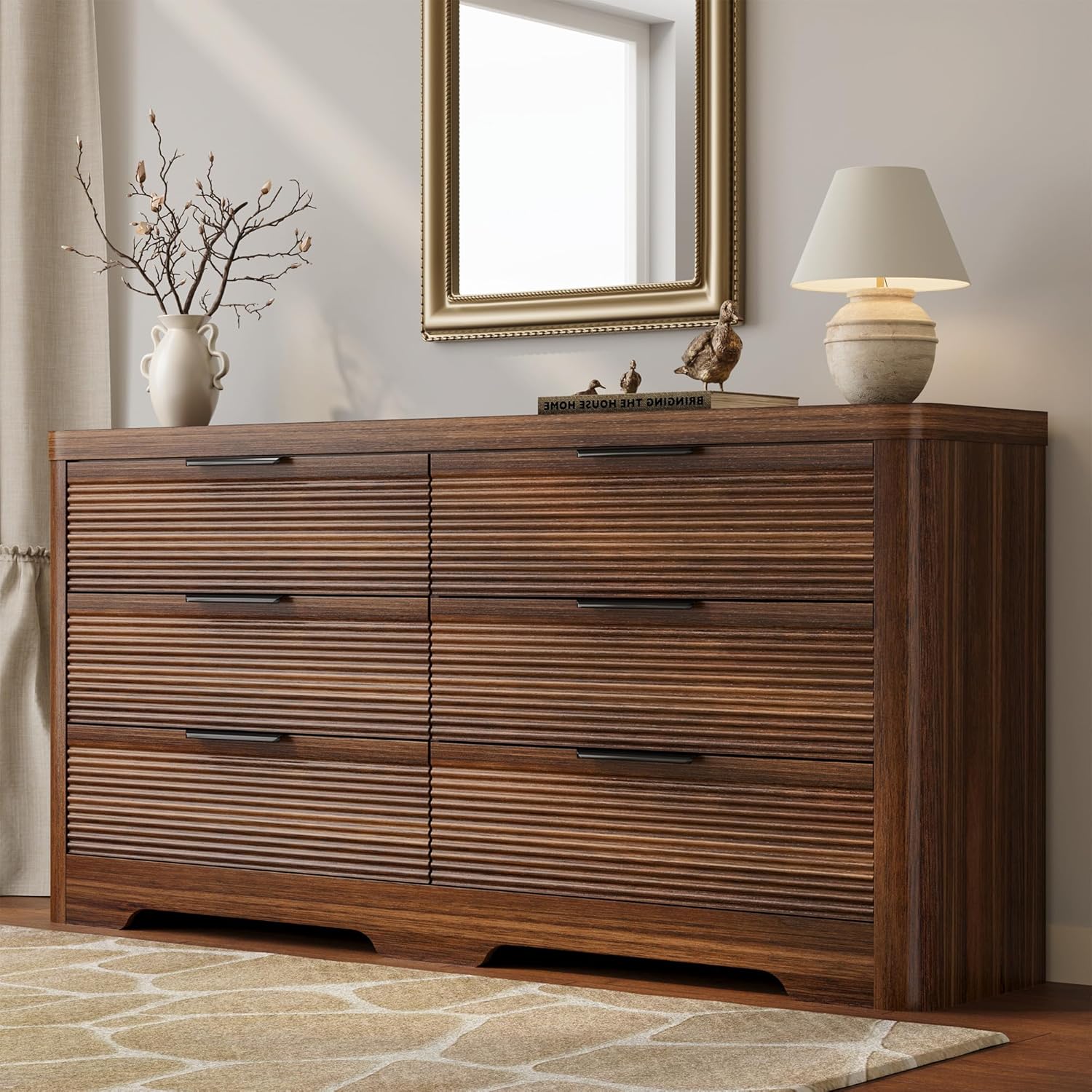 Woodworking Oil Finish - خزانة أدراج خشبية عصرية بستة أدراج،