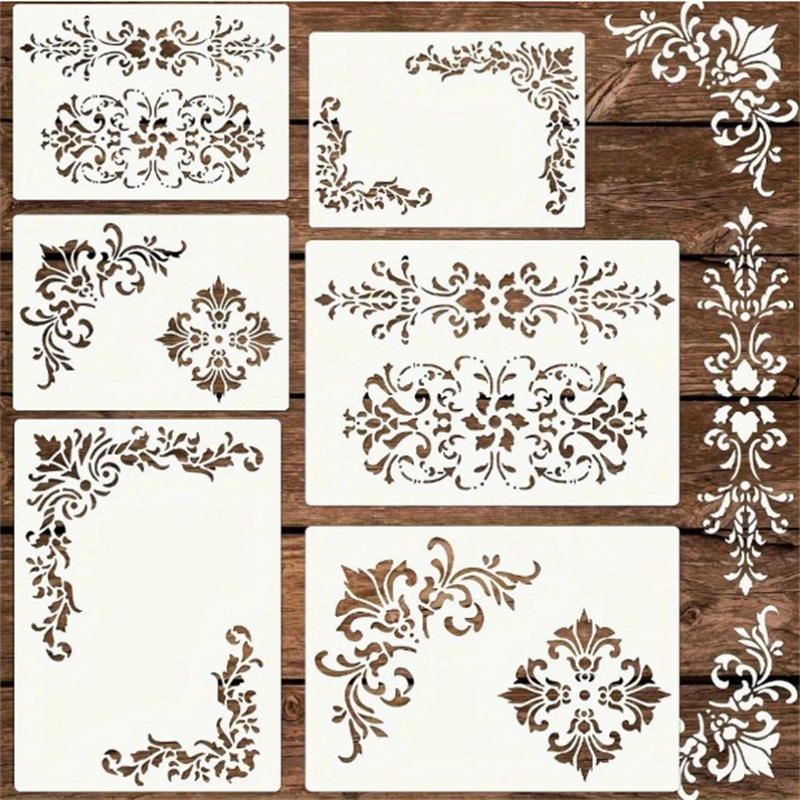 Woodworking Veneer - 6 قطع من قوالب الرسم الزهرية