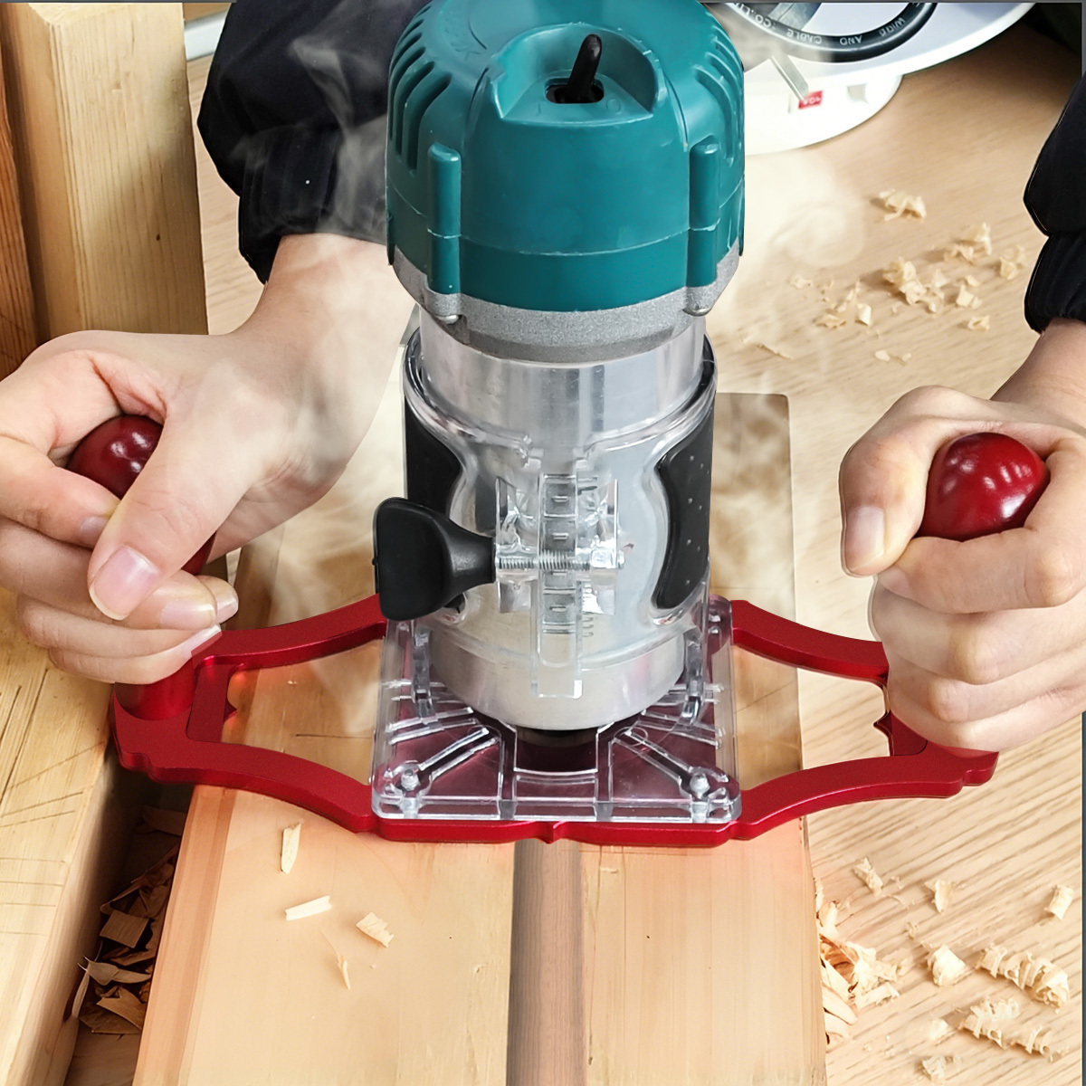 Woodworking Hardware - قاعدة راوتر مع مقابض ومؤشر مركزي،